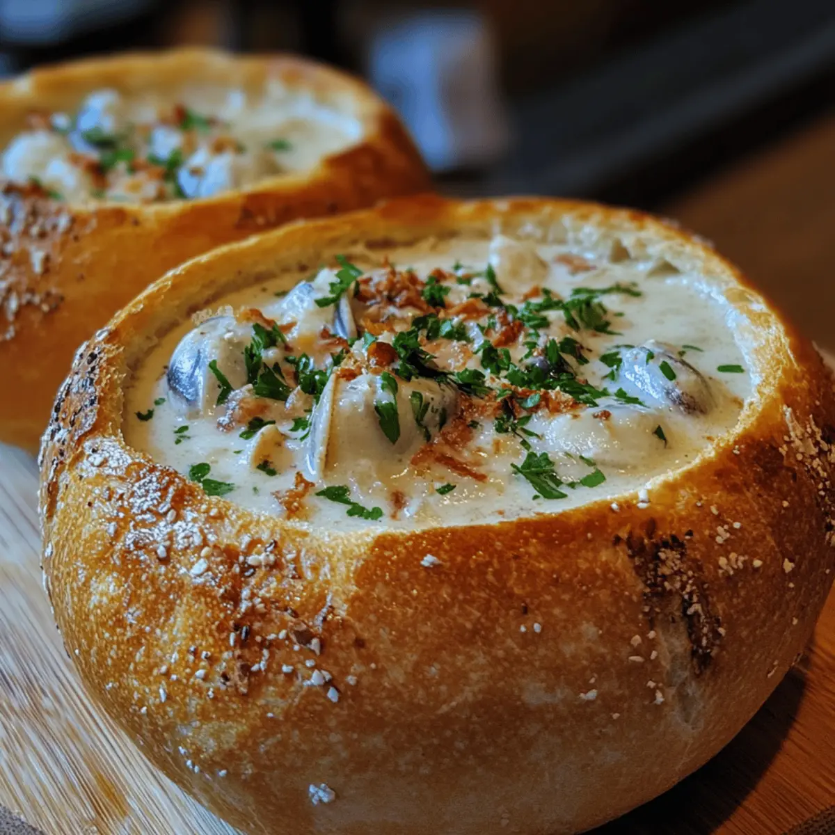 Clam Chowder in Bread Bowls