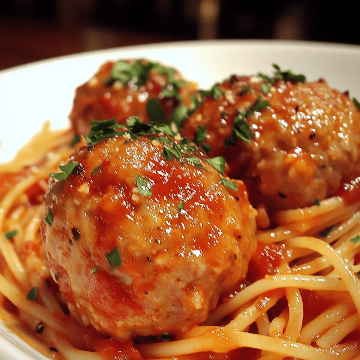 Mini Turkey Meatballs with Spaghetti