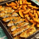 Sheet-Pan Chicken Tenders and Sweet Potato Fries