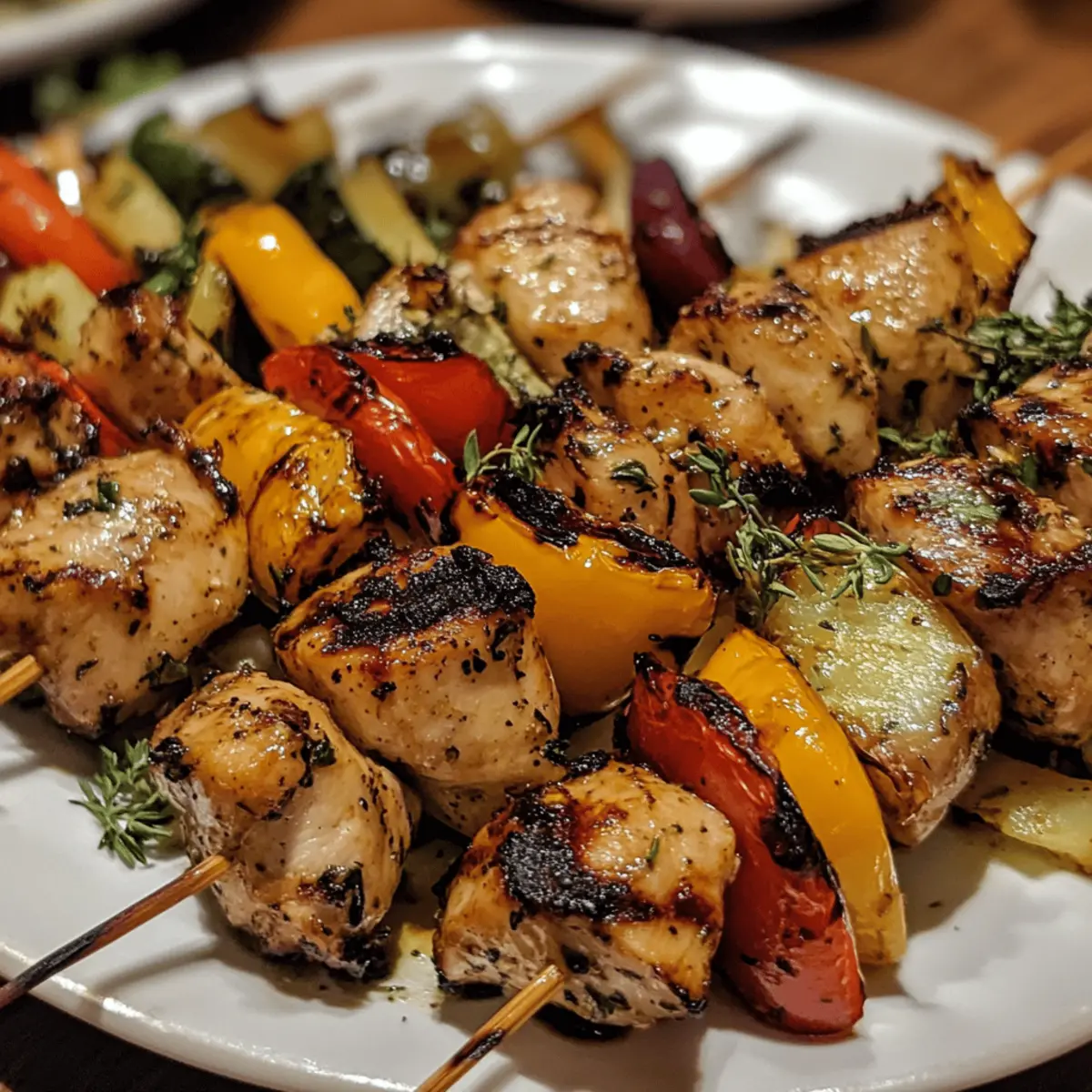 Grilled Chicken Skewers with Veggie Medley