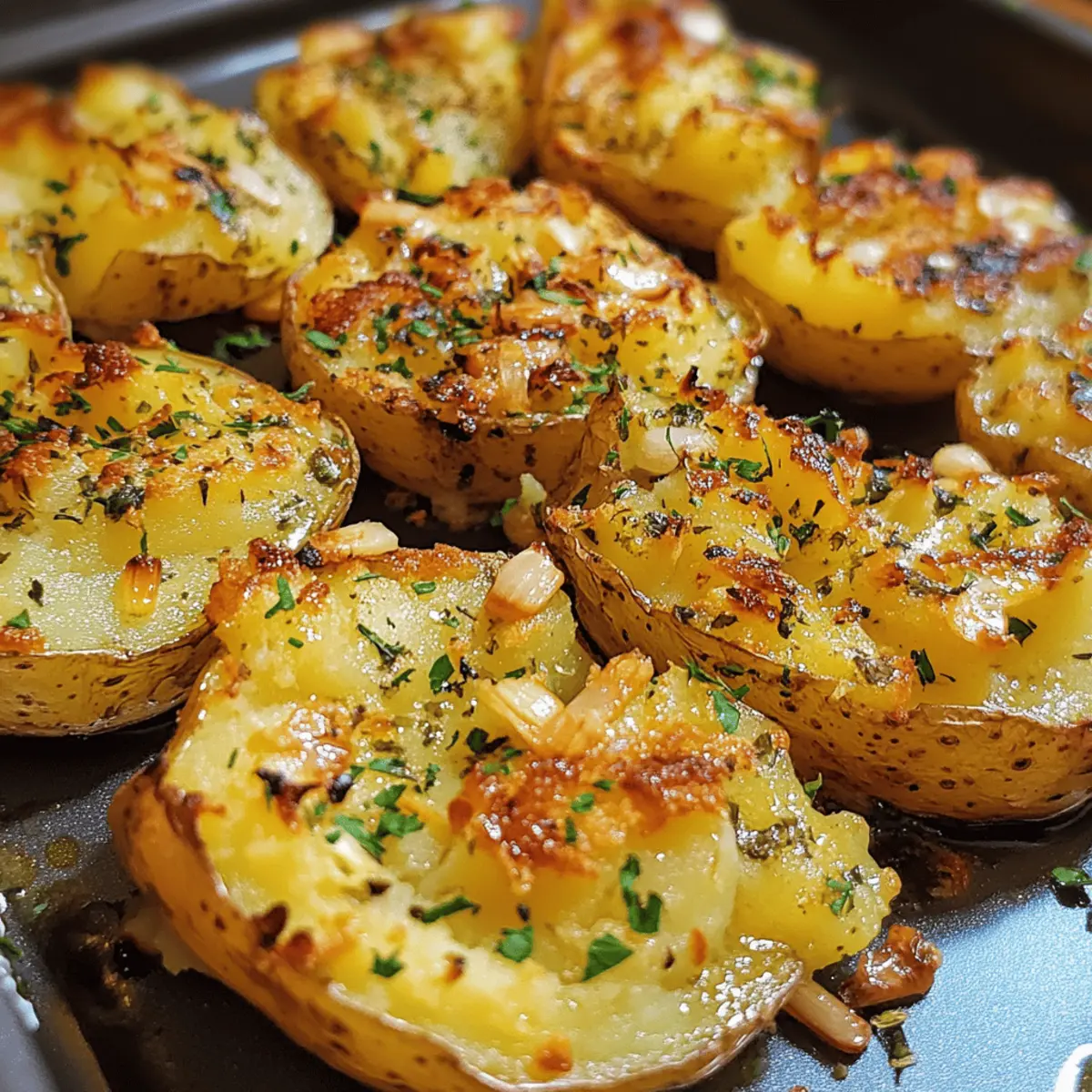 Crispy Smashed Potatoes with Garlic and Herbs