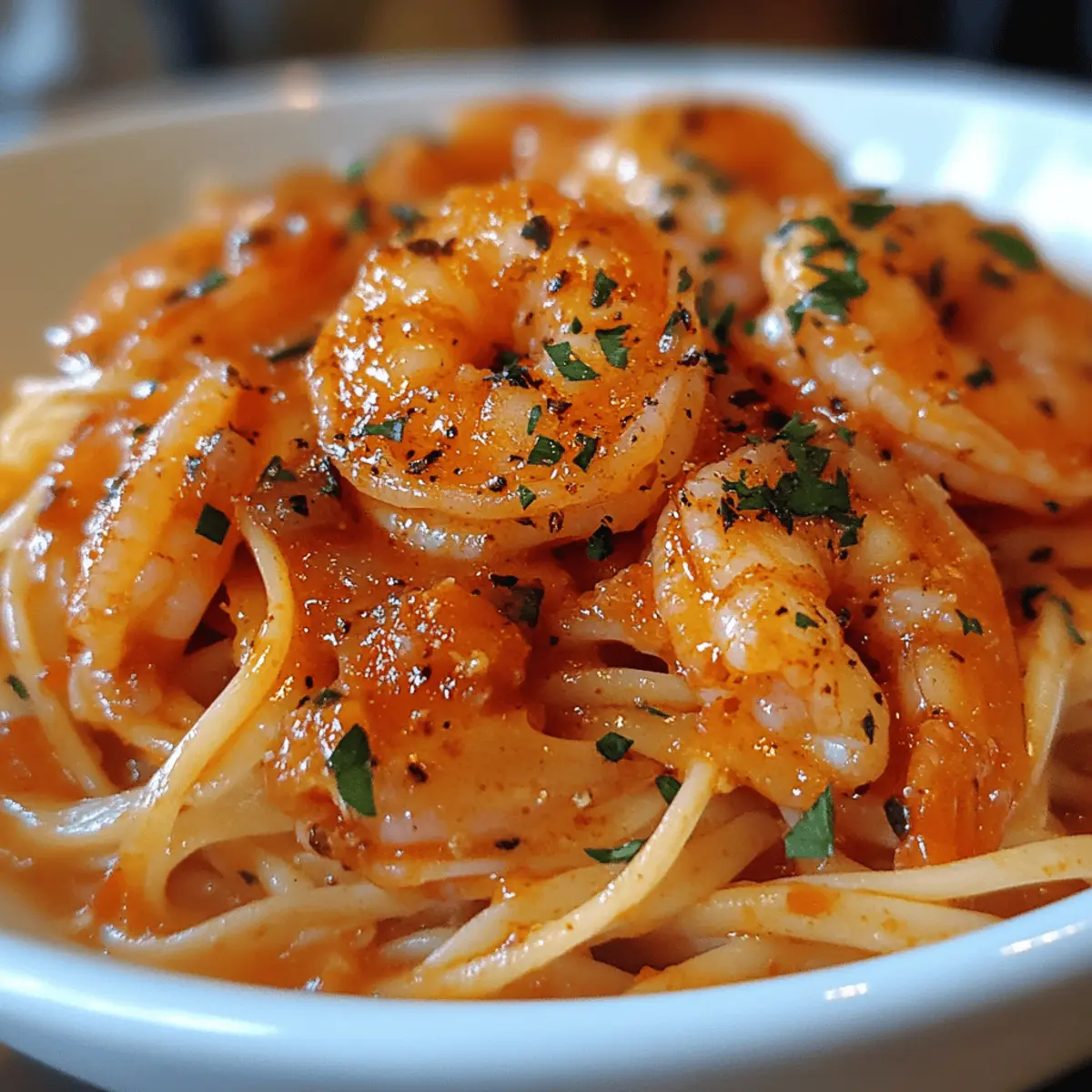 Spicy Shrimp Fra Diavolo over Linguine