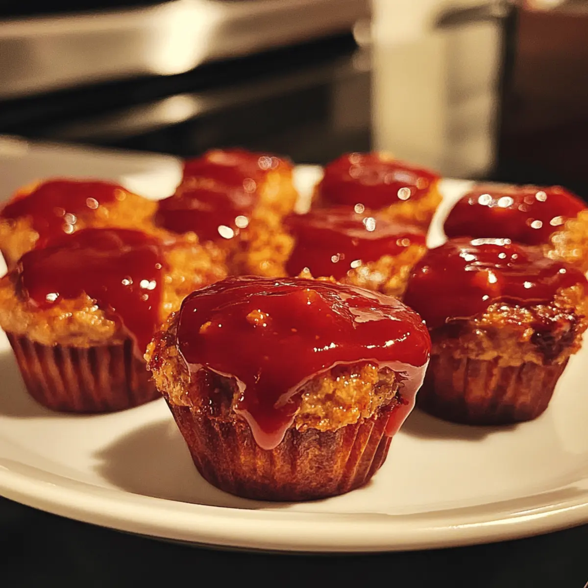 Mini Turkey Meatloaf Muffins with Ketchup Glaze