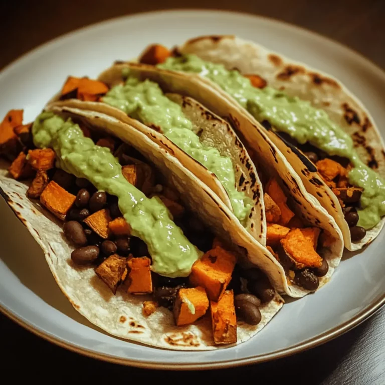 Black Bean and Sweet Potato Tacos with Avocado Crema recipe