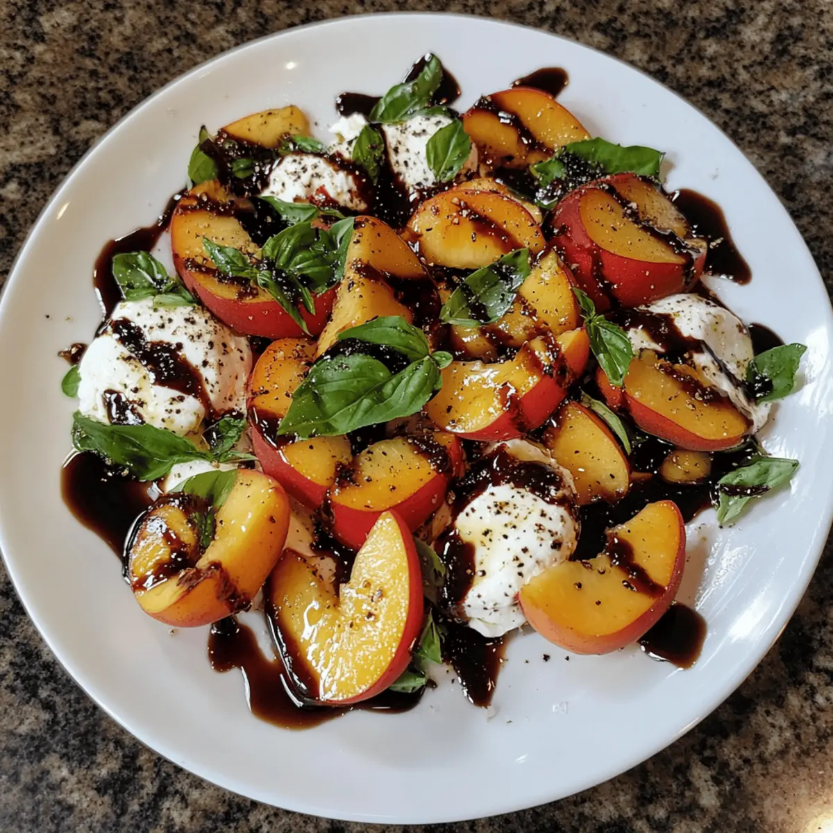 Caprese Salad with Peaches, Burrata, and a Balsamic Glaze