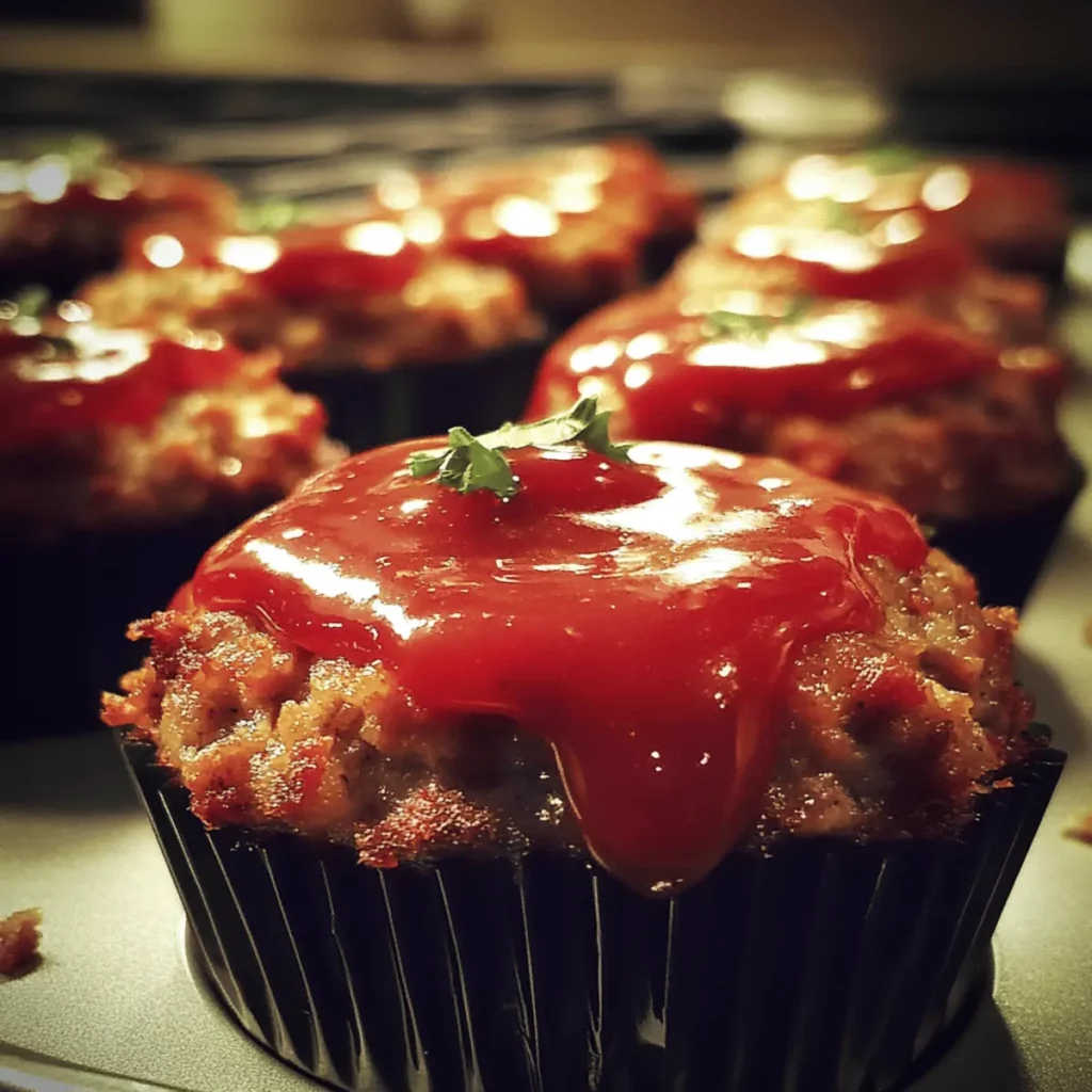 Mini Turkey Meatloaf Muffins with Ketchup Glaze
