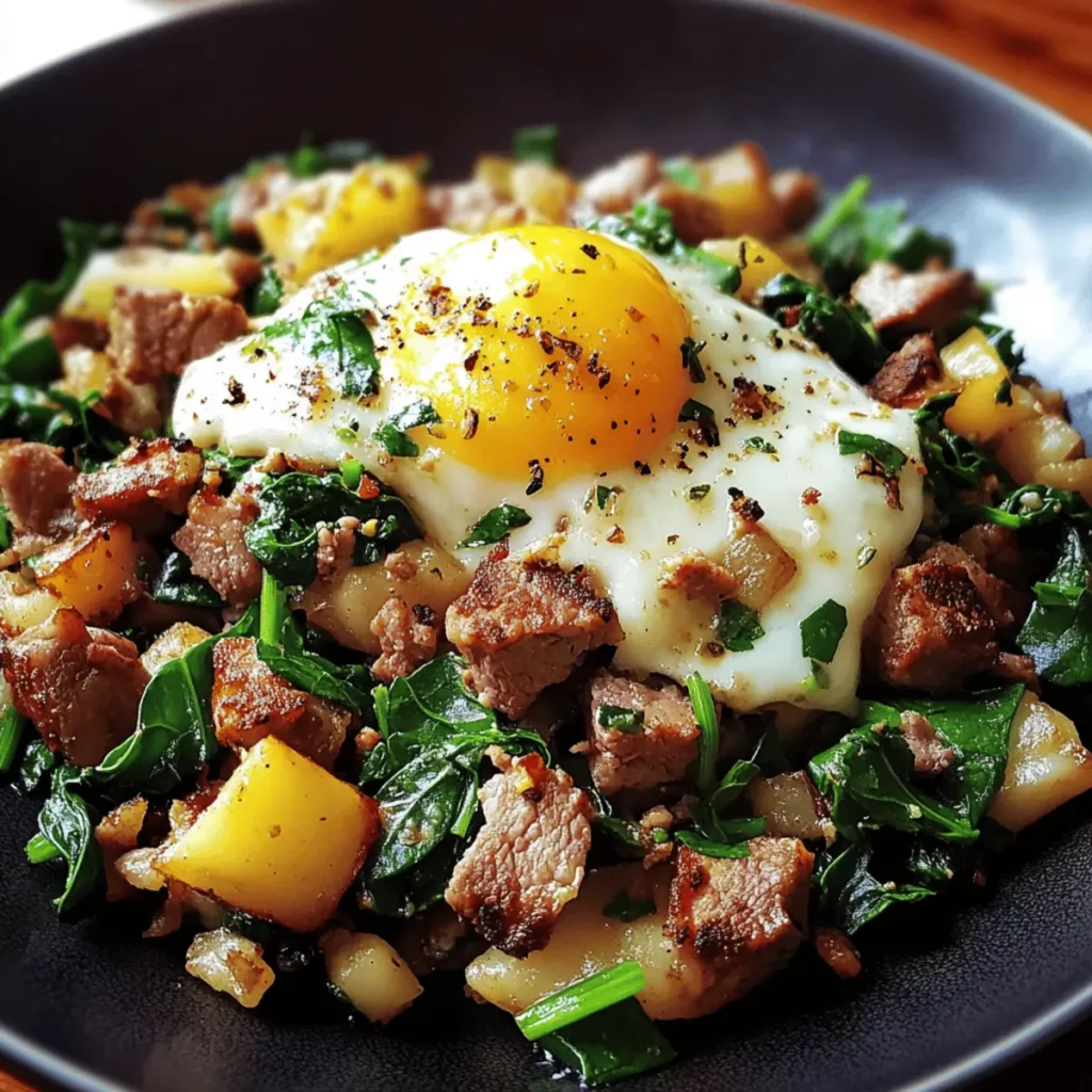 Lamb & Spinach Breakfast Hash