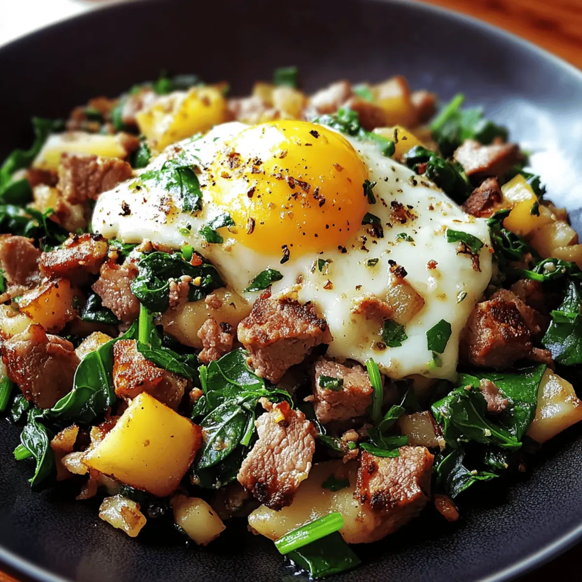 Lamb & Spinach Breakfast Hash
