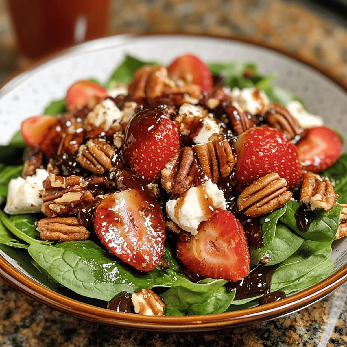 Strawberry Spinach Salad with Candied Pecans and Goat Cheese