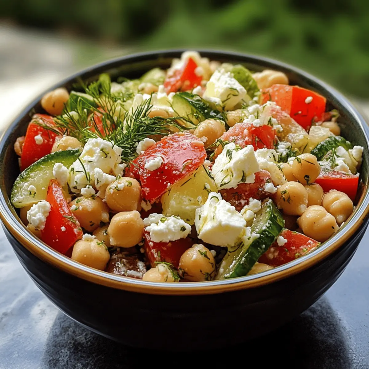 Greek Chickpea Salad with Feta and a Lemon-Dill Vinaigrette recipe