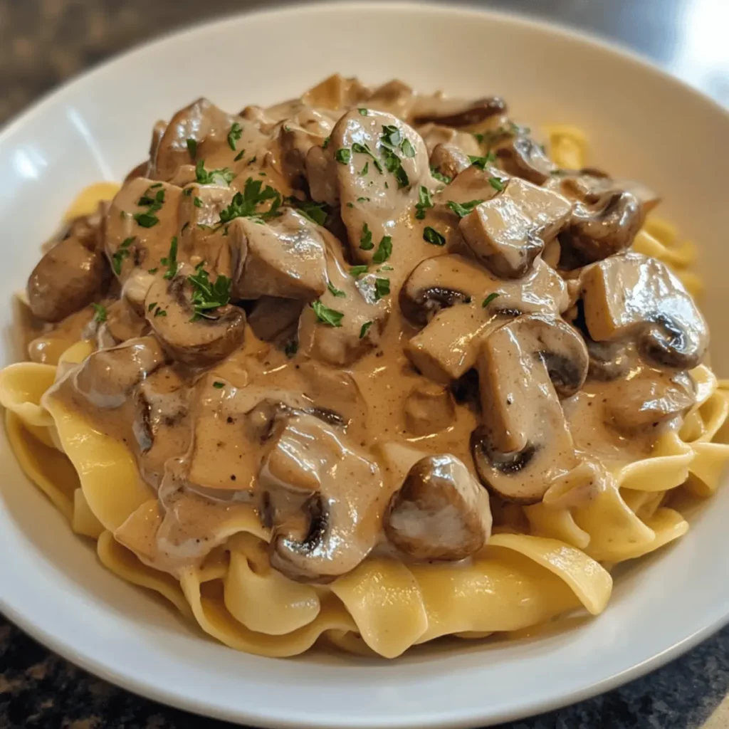 Mushroom Stroganoff with Egg Noodles