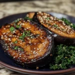 Miso-Glazed Eggplant Steaks with Sesame Kale