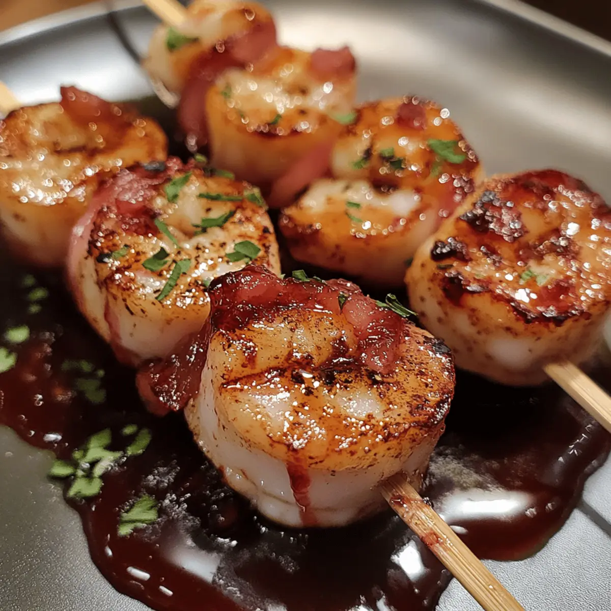 Scallop and Prawn Skewers with Cranberry Glaze