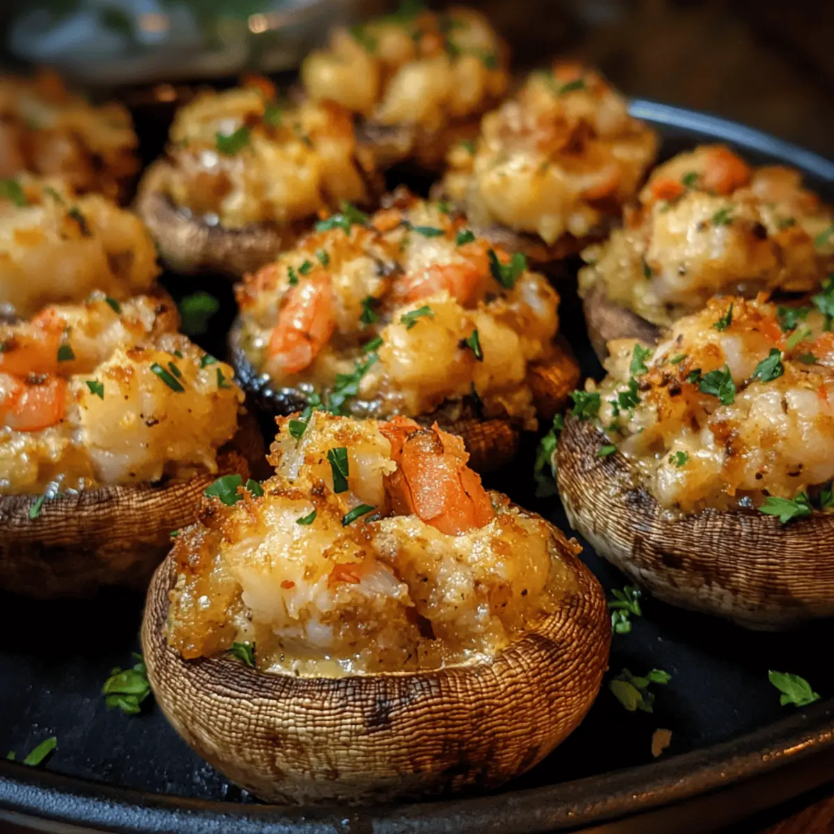 Festive Crab and Shrimp Stuffed Mushrooms