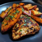 Spicy Harissa Chicken with Sweet Potato Wedges