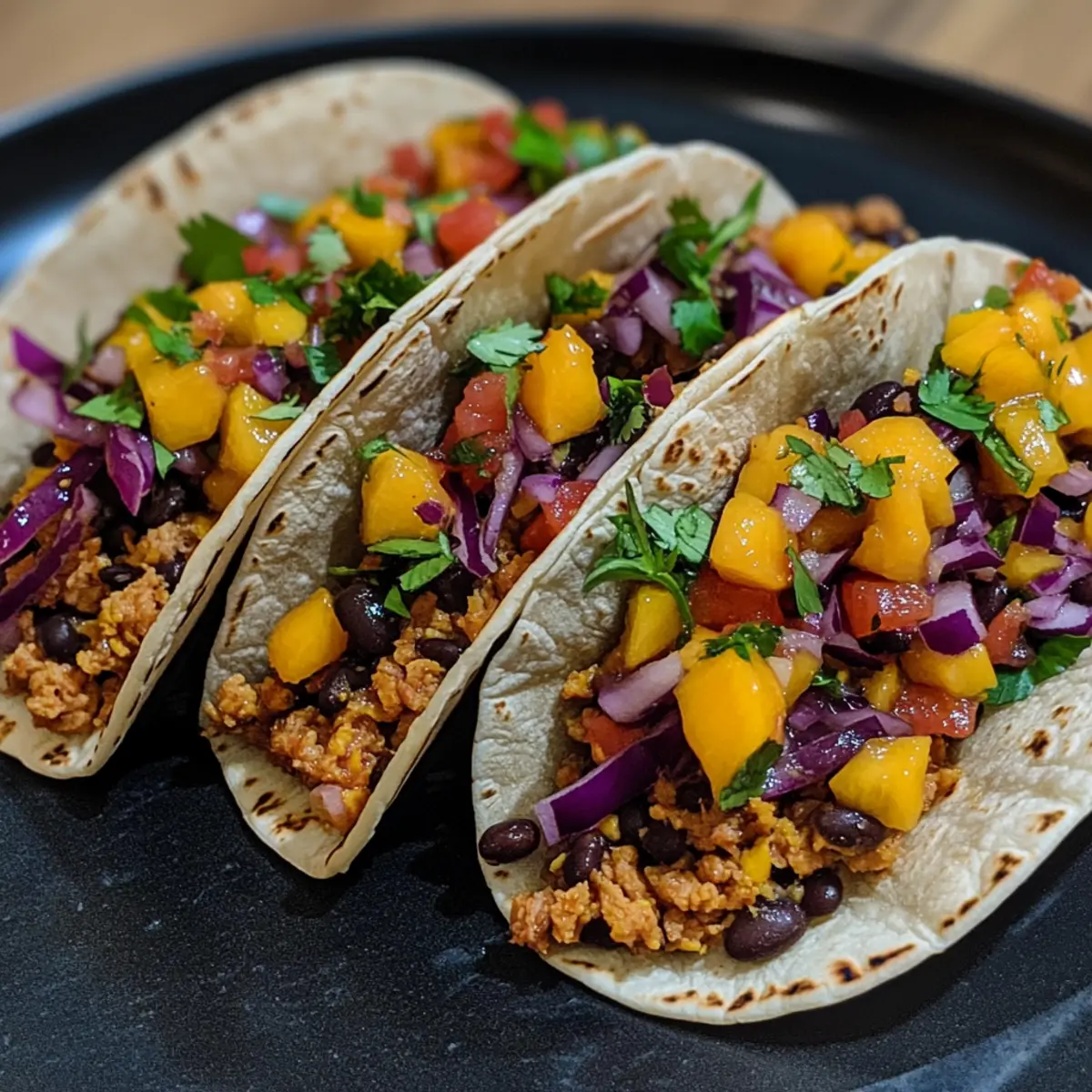 Jackfruit & Black Bean Tacos with Mango Salsa
