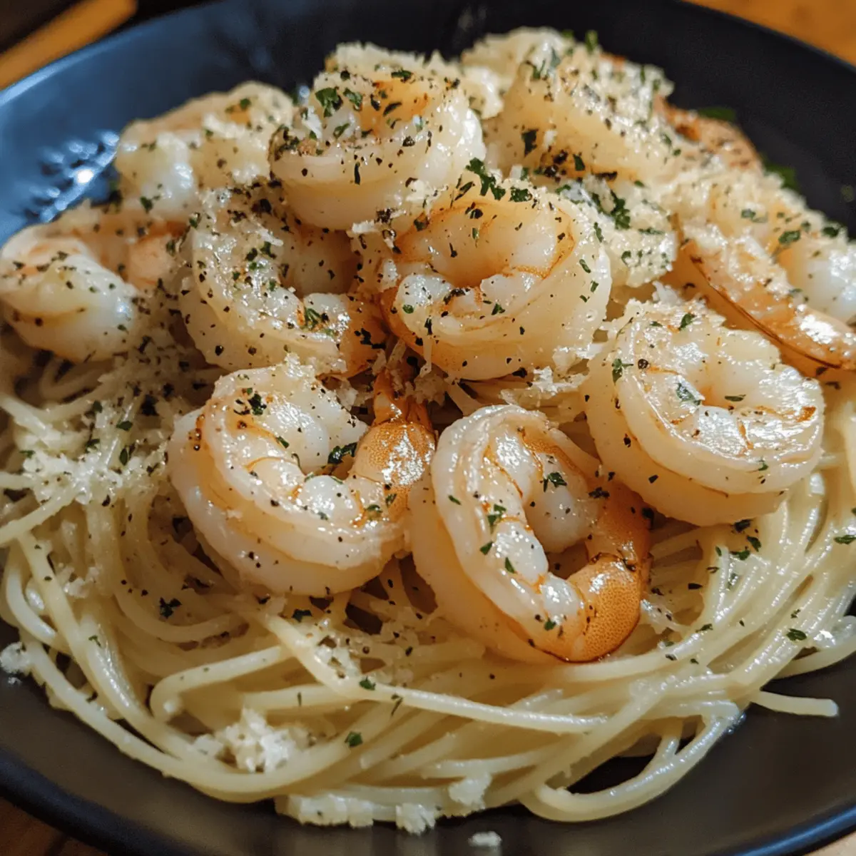 Garlic Shrimp Scampi Over Angel Hair Pasta