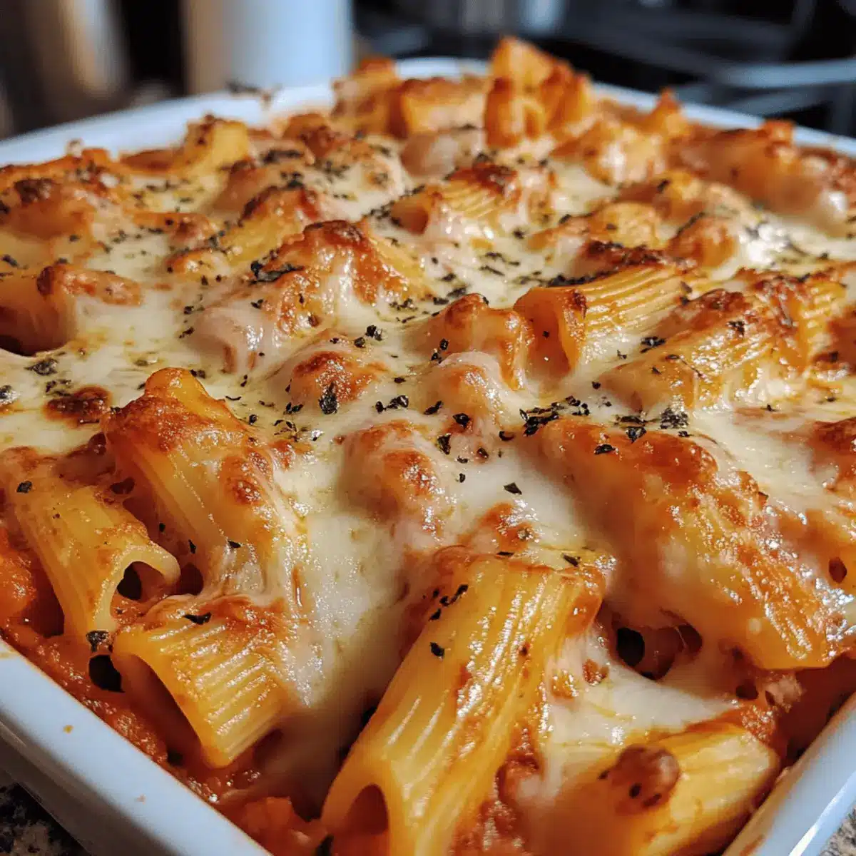 Baked Ziti with Ricotta and Mozzarella