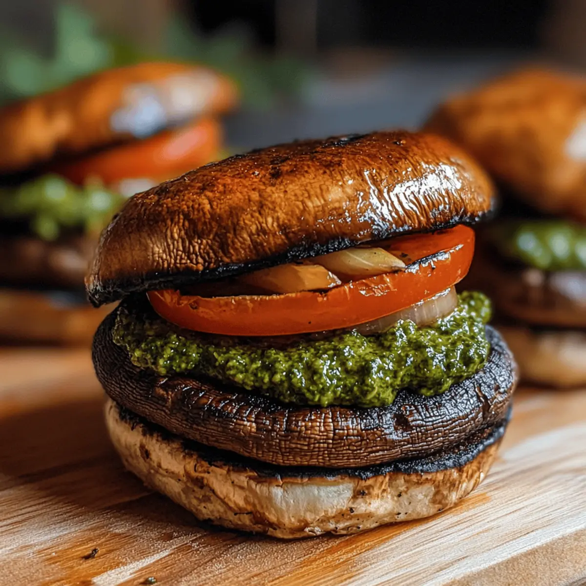 Grilled Portobello Mushroom Burgers with Pesto