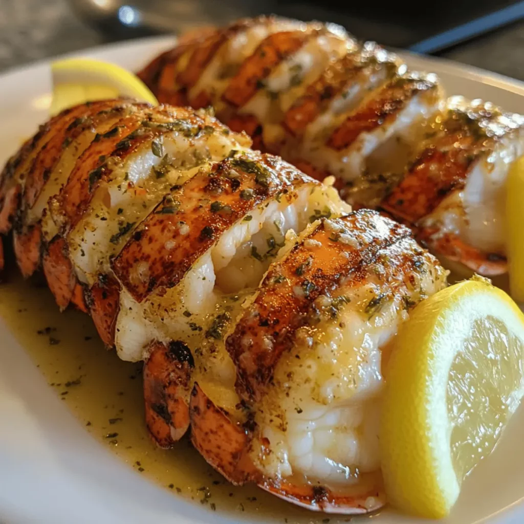 Garlic Butter Lobster Tails with Lemon Wedges