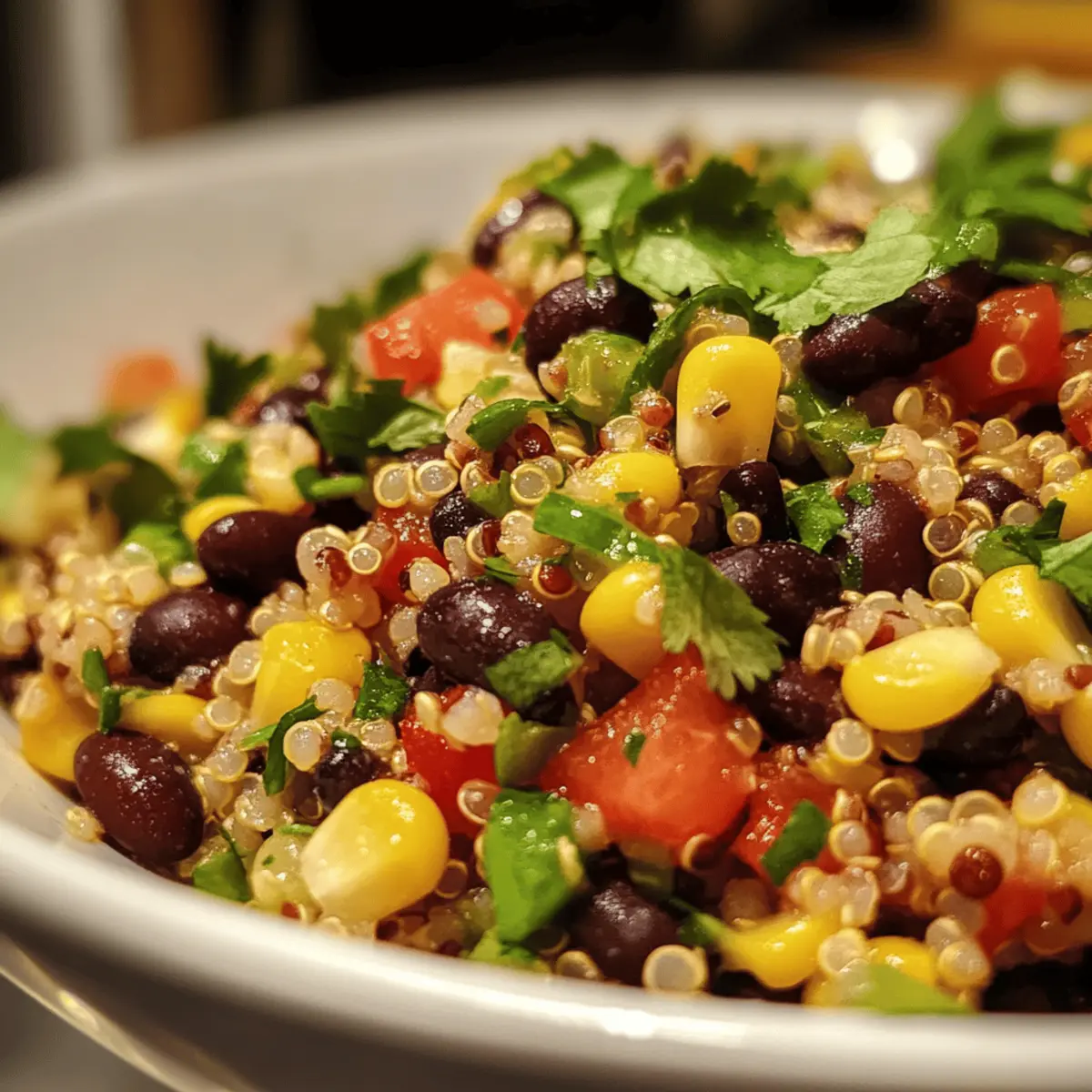 Quinoa Salad with Black Beans, Corn, and Cilantro Lime Dressing