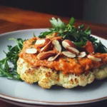 Cauliflower “Steak” with Romesco Sauce and Toasted Almonds